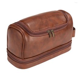 Storage Bags PU Leather Toiletry Bag Large Capacity Travel Organiser With Hanging Hook Bathroom Shaving High Quality