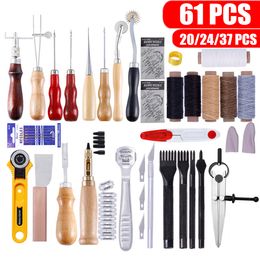 Other Hand Tools 61Pcs Leather Craft Set Sewing Tool Kit Stitching Punch Carving Work Saddle Professional Leathercraft 221207