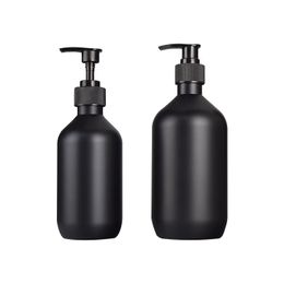 Matte Black Soap Dispenser Hand Lotion Shampoo Shower Gel Bottles 300ml 500ml PET Plastic Bottle with pumps for Bathroom