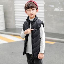 Men's Vests Trendy Children Heated Jacket Turndown Collar Cold Proof Super Soft Intelligent Thermostat Zipper Electric Vest