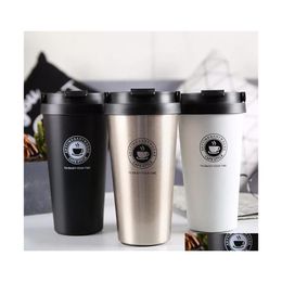 Tumblers Coffee Mug Double Wall Thermo Cup Stainless Steel Insated Vacuum Tumblers With Lids Car Travel Water Bottle Yfab2273 Drop D Dhdsa