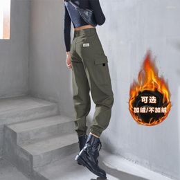 Women's Pants Women Army Green Ankle Banded Working Winter Handsome Cropped Casual High Waist Pantalones De Mujer