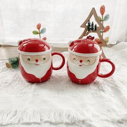 Mugs Christmas Ceramic Mug Painted Santa Claus Water Cup Cute Snowman Milk Coffee Decoration Gift For Friends