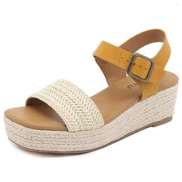 Sandals Arrivals Office Ladies Platform Wedge Heel Sandal Ankle Strap PU Leather Height Increase Women Summer Work Casual Shoes