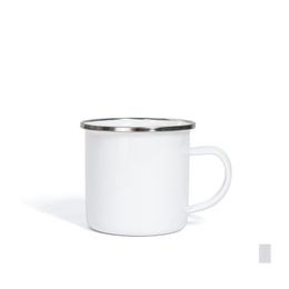 Tumblers Sublimation Enamel Coffee Mug 12Oz Heat Transfer Enamelled Tumblers With Handle Blank White Sublimated Mugs Unbreakable Dri Dh0Ye