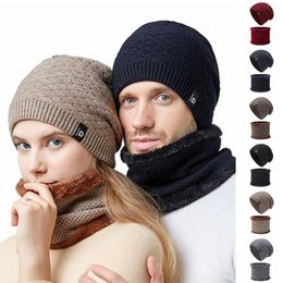 Berets Scarf Hat Set Gloves For Men Women And Winter Knit Warm Hats Dual