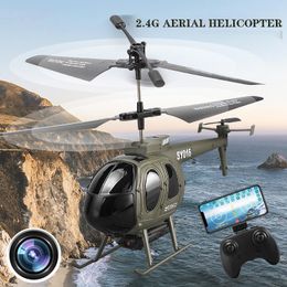 ElectricRC Aircraft 2.4G Radio Gyroscope 6CH HD Aerial Pography Military Helicopter Led Light Smart Drone Toys Gift For Kids 221208