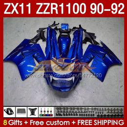 OEM Fairings For KAWASAKI NINJA ZZR1100 ZX 11 R 11R 1990-1992 Body 164No.135 ZX-11 R ZZR 1100 CC ZX-11R ZZR-1100 ZX11R 90 91 92 ZX11 R 1990 1991 1992 Fairing Kit blue flames blk