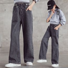 Trousers Teen Student Girls Jeans Spring Kids Denim Pants Casual for 6 8 10 12 14 Years Elastic Waist Children 221207