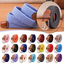 Belts Multi Colours Men Women Casual Knitted Pin Buckle Belt Woven Canvas Elastic Expandable Braided Stretch Plain Webbing Strap