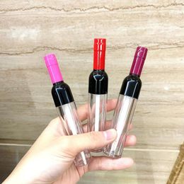 Storage Bottles 5-7ml Empty Wine Shaped Lip Gloss Tube Lipstick Tubes Silver/Gold /Red/Pink Refillable Bottle Cosmetic Packaging Container