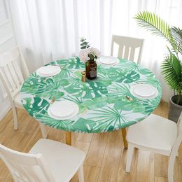 Table Cloth 1PC Round Tablecloth Elastic Band Waterproof Coffee Cover Christmas Oil-proof Dining For Wedding Decoration