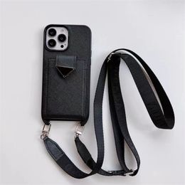 Cell Phone Cases Luxury Leather Phone Case Womens Designer Phonecase With Lanyard High Quality Phone Covers For IPhone 13 13Pro 15 14Plus 15 14 Pro Max Cases ZOZA