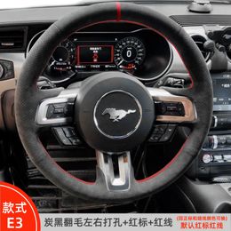 for Ford Mustang 2015-2019 Mustang GT 2015-2019 High quality suede hand stitched car steering wheel cover