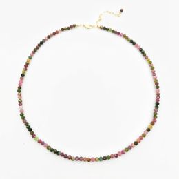 Chokers Faceted Tourmaline Necklace Rainbow Multicolor Gemstones Natural Stones Beaded 14K Gold Filled Collier Femme Women BOHO 221207