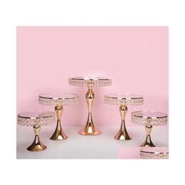 Other Event Party Supplies 5Pcs/Set Luxury Gold Crystal Cake Holder Stand Wedding Pan Cupcake Sweet Table Candy Bar Centrepieces D Dhgld