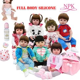 Dolls 47cm Full Body Silicone Water Proof Bath Toy Reborn Toddler Baby Bebe Doll Lifelike Gift With Pearl Bottle 221208