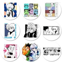 Brooches Anime HD Print Brooch Badge Cartoon Figure GON Killua Kurapika Leorio Round Metal Display Pins Jewelry