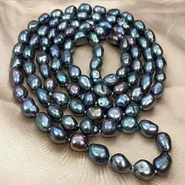 Fashion Jewelry long pearls dark blue Colourful Rope necklace