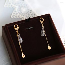 Dangle Earrings MoBuy 925 Sterling Silver Drop Earring For Women Vintage Tassel Water Zircon 14K Gold Plated Fine Jewellery MBEI112