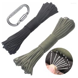 Outdoor Gadgets 10M Nylon Paracord Cord With Carabiner 650 9 Strand Core 550 7 High Strength Survival Equipment Parachute Rope