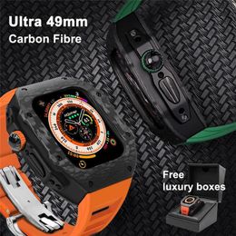 AP Modification Kit Carbon Fibre Case for Apple Watch Series 8 7 6 5 4 SE Ultra Fluororubber Band