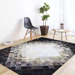 Carpets American Style Luxury Cowhide Seamed Patchwork Rug Natural Cow Skin Fur Carpet Black And Grey Decoration Office
