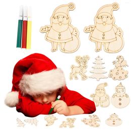 Christmas Decorations DIY Painted Set Wood Chip Pendant Tree Decoration Tag 2ML Cartoon Snowman Elk 02