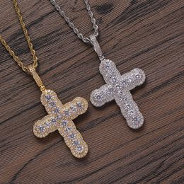 TopBling Cross Pendants Necklace Jewelry 18k Real Gold Plated Stainless Steel Men Women Religious Jewelry