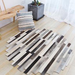 Carpets 2022 Hand Stitching Cowhide Rectangle The Sitting Room Bedroom Leather Rugs Sofa Geometric Custom Large Carpet.