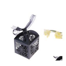 Gift Wrap Box Top Spider Web Sugar Boxes Hollowing Out Paper Carving Candy Case Black Halloween Series Candies Cases 0 38Qz L1 Drop Dhbvh