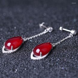 Dangle Earrings 925 Pure Silver Agate Long Women Send Friends To Bring Their Own