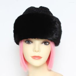 Berets Winter Warm Luxury Natural Hat Genuine Imported Sheepskin Caps Outdoor Casual Windproof Real Sheep