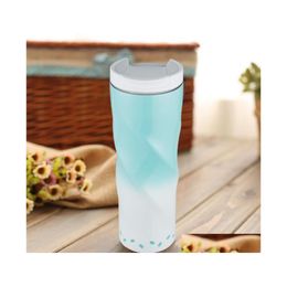 Tumblers Stainless Steel Twist Cup Gradient Colour Drinking Tumbler 17Oz Tumblers Vacuum Insated Coffee Mug With Sealing Lid Lxl966Q Dhcki