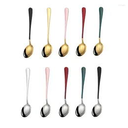 Dinnerware Sets Tea Spoon Cake Fruit Spoons For Dessert Small Coffee Scoop Gold Tools Snack Round Shape Stainless Steel