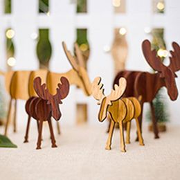 Christmas Decorations 1Pcs Year Tree Elk Wood DIY Crafts Stitching Decoration For Home Wooden Ornaments