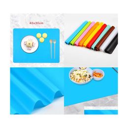 Mats Pads 40X30Cm Sile Table Mat Children Placemat Non Slip Soft Square Foldable Knead Dough Pad Kitchen Tool Polychromatic 3 6Cs Dhzex