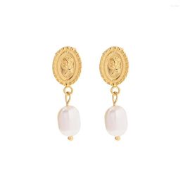 Stud Earrings Yoiumit Stainless Steel Earring For Women Gold Freshwater Pearl Coin Rose Cameo Dangle Fashion And Versatile Earr Party