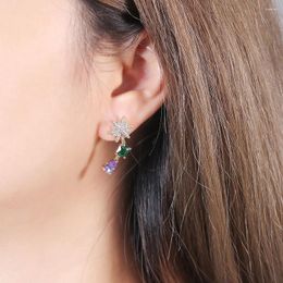 Stud Earrings Temperament Snowflake Zircon Factory Copper Gold-plated Diamond Half Pair EarringsFashion Jewellery Wholesale