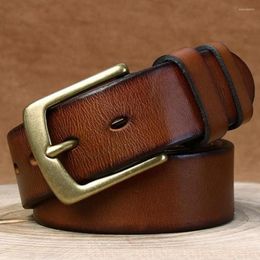 Belts 3.8CM The First Layer Of Cattle Belt Male Leather Needle Buckle European And American Vintage Pure Copper Simple Jeans