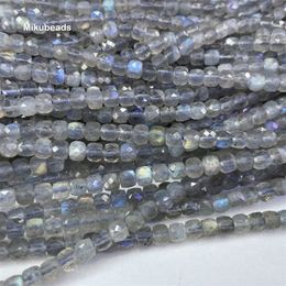 Beaded Necklaces Wholesale Natural A 4mm Labradorite Faceted Square Loose Beads For Jewellery Making DIY Bracelets Necklace Mikubeads 221207