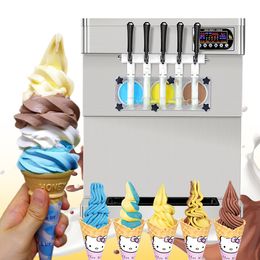 Free shipping to door USA ETL CE Kitchen gelato Yoghourt cappuccino countertop 5 Flavours soft serve ice cream machine