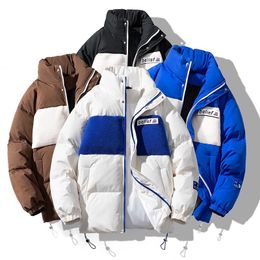 Men's Down Parkas Fashion Contrast Padded Bubble Jacket Man Various Color Styles Warm Thicken Coat Casual Pocket Klein Blue Puffer for Men 221207