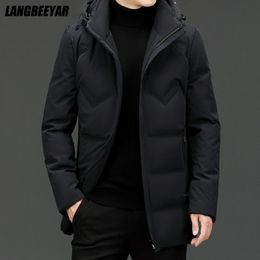 Men's Down Parkas High End Brand Casual Fashion Long 90% Mens Duck Jacket With Hood Black Windbreaker Puffer Coats Winter Clothes 221208