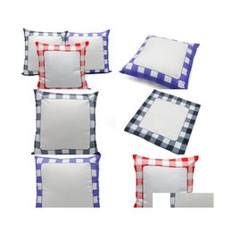 Pillow Case Cloth White Square Pillow Case Sublimation Blank Chequer Cushion Ers Stain Resistant Mti Colour Er Pattern 6 5Ex G2 Drop Dhd9M