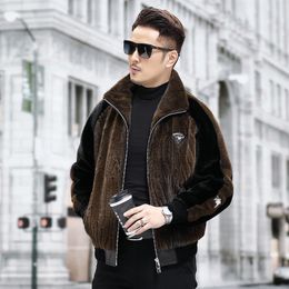 Men's Mink Fur Coat Winter Parkas Male Real Fur Jackets Thick Warm Outerwear Overcoat Windbreakers Long-sleeve Tops Plus Size xxxxl