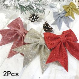 Christmas Decorations 2PCS Bow Decoration Shining Piece Tree Ornament Gift Party Home 12 15CM