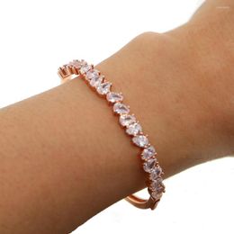 Link Bracelets Arrival Sell Top Quality CZ Bracelet Bangle For Women Crystal Rose Gold Colour Wedding Jewellery 56mm