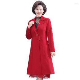 Women's Trench Coats Women Elegant Long Windbreaker Korean Fashion Casual A-Line Coat Lapel Collar Of Suit Office Lady Overcoat