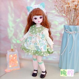 Dolls 28cm Cute Princess Doll Set 16 Bjd 3D Eyes 20 Joints Body with Skirt Girls Dress Up Accessories Children's Toys 221208